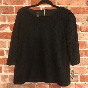 Black lace three quarter length shirt